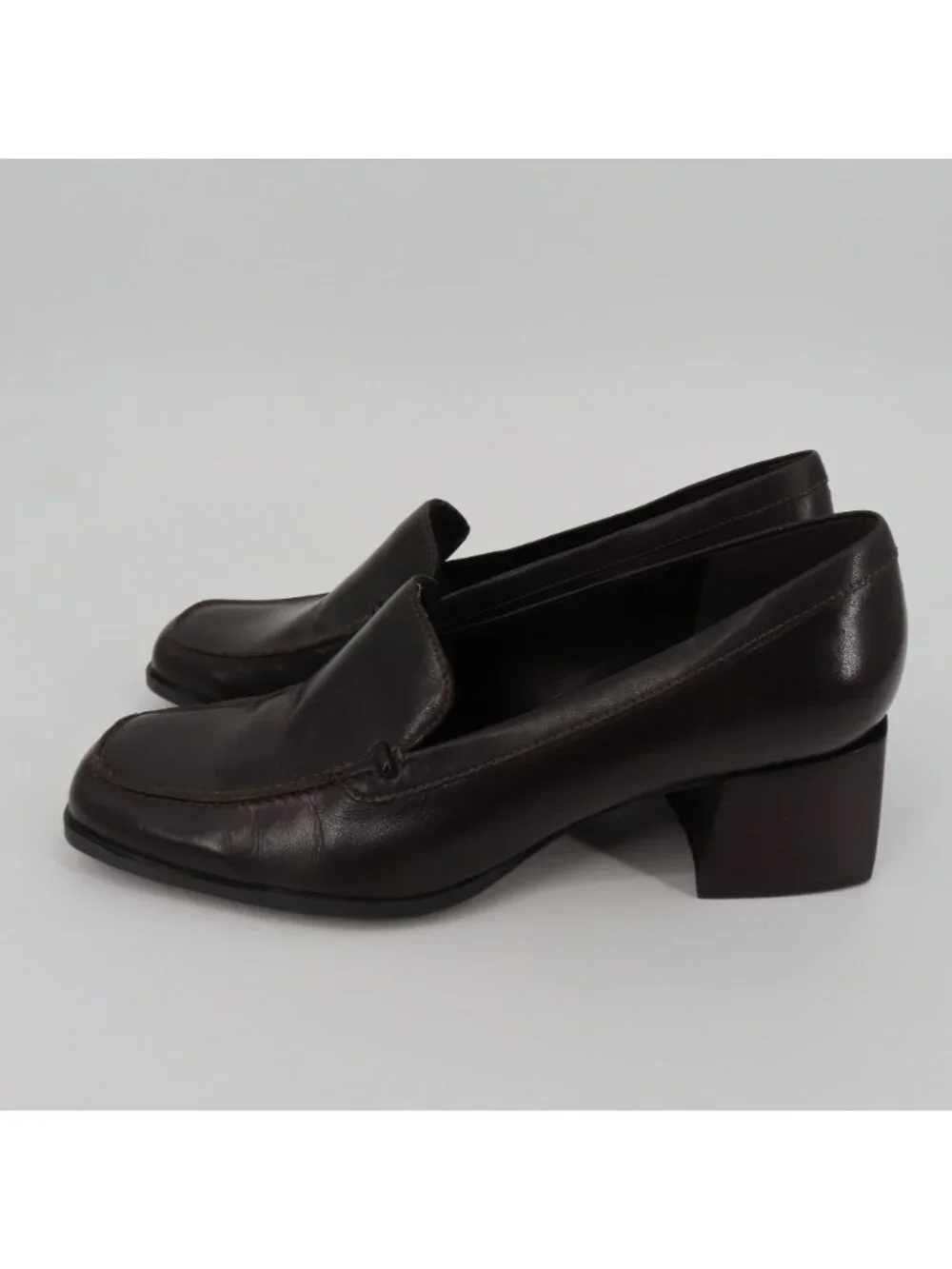 Bandolino VISIONARY Women 8 M Solid Brown Leather Block Heel Shoes Pumps Loafers